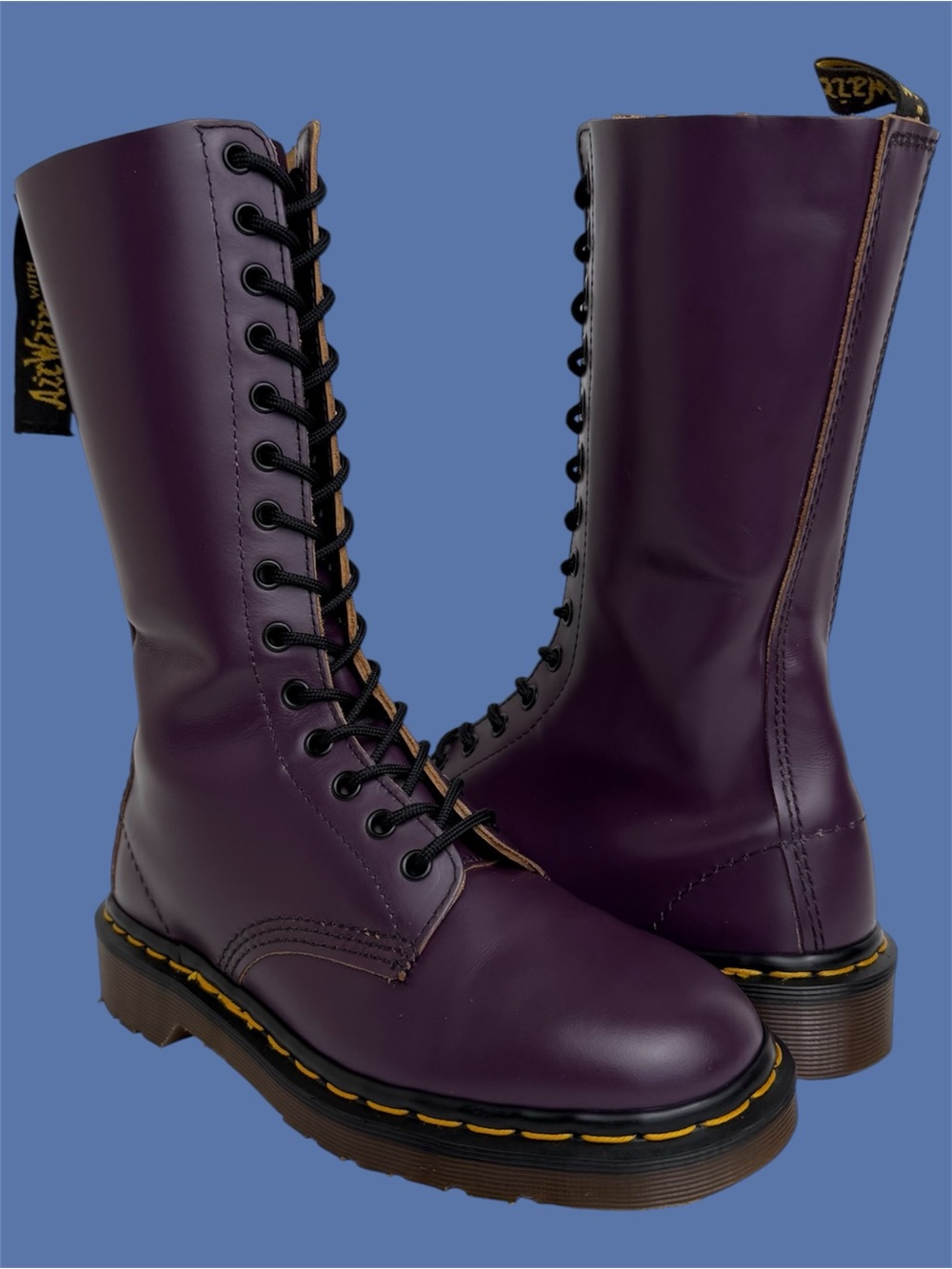 Vintage Dr. Martens 1914 Purple England Leather 14 Eye Boots UK 4
